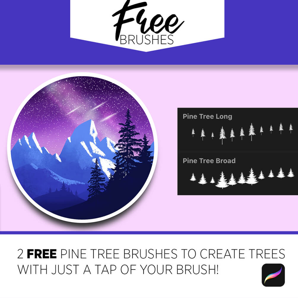 free procreate tree brush set